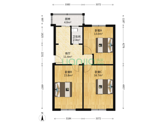 五一路 （太原街商圈） 3室1厅1卫 80平方