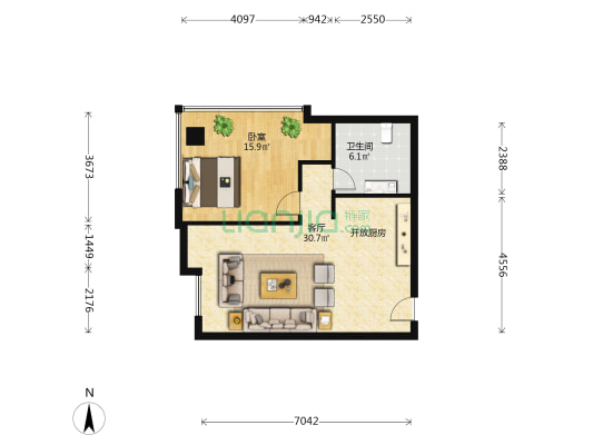 同创软件大厦 1室1厅1卫 78平方