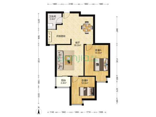 钱隆首府 2室1厅1卫 80平方