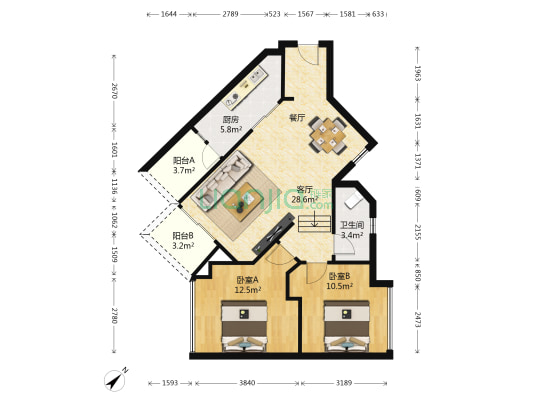 雅居乐花园时光九篇 2室1厅1卫 80平方