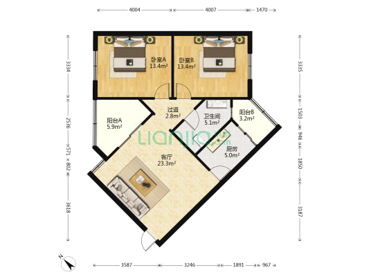 西桃园小区 2室1厅1卫 89平方