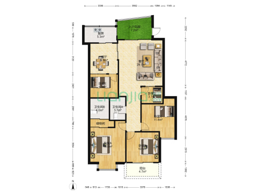 锦绣家园 5室2厅2卫 145平方