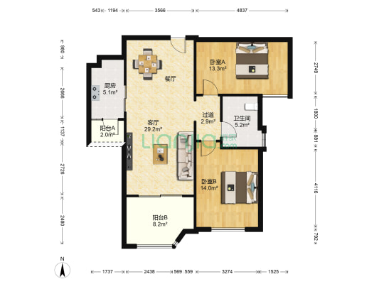 五矿万境蓝山 2室1厅1卫 99平方