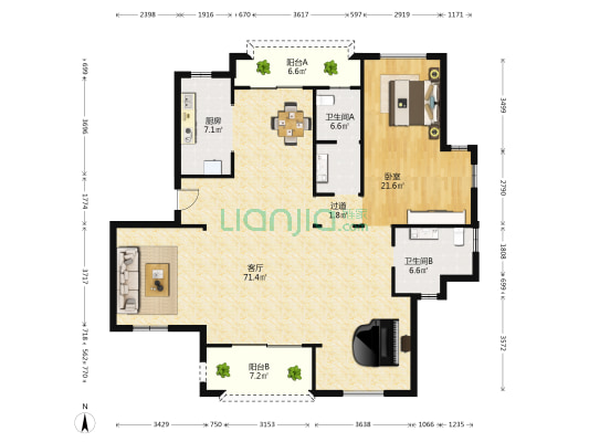 市政绿城桂语江南 4室2厅2卫 143平方