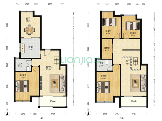 丽景澜湾 4室3厅2卫 168平方