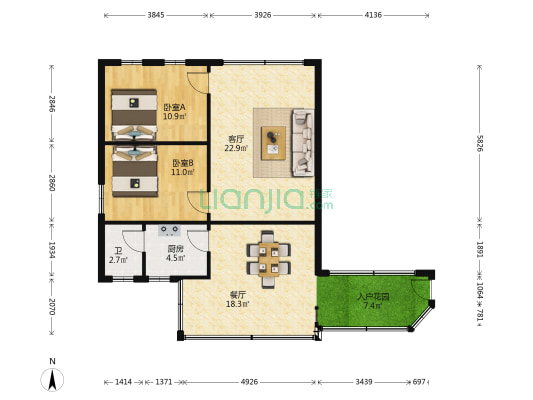 人民东路二巷小区 2室2厅1卫 80平方