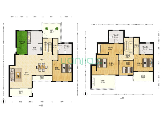 天麓 4室1厅3卫 215平方