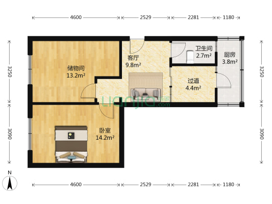 红房一街 1室1厅1卫 62平方