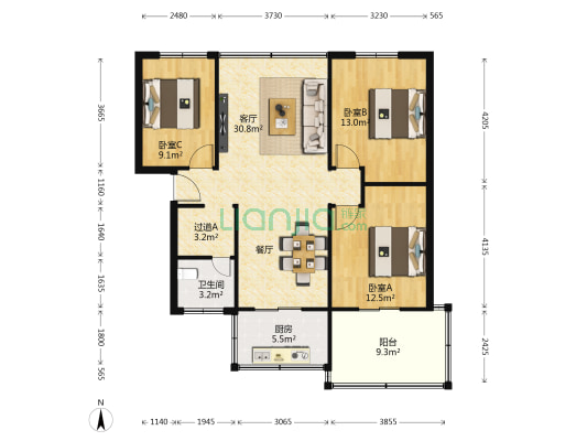 客车厂派出所三家属区 3室1厅1卫 102平方
