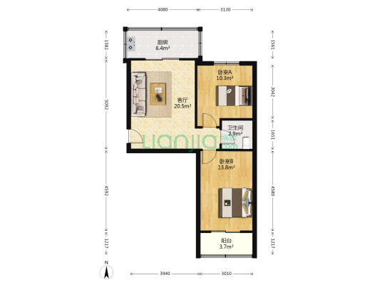 铁一局后村小区 2室1厅1卫 67平方