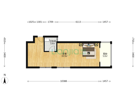 钻石星座 1室0厅1卫 70平方