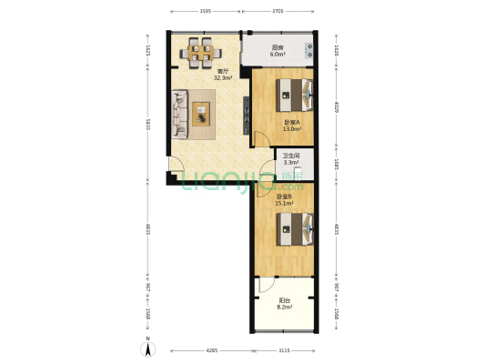 兰州农机公司北家属楼 2室1厅1卫 95平方