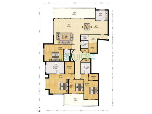 绿城黄浦湾 4室2厅5卫 283平方