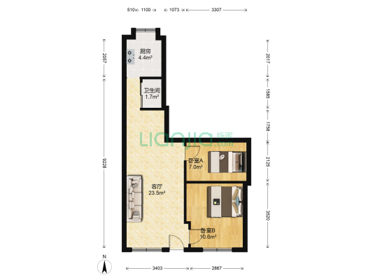 人民银行安全文明小区 2室1厅1卫 61平方