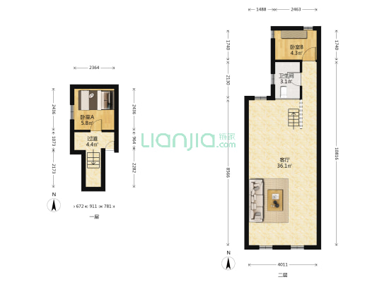 富民新邨(静安) 2室1厅1卫 57平方
