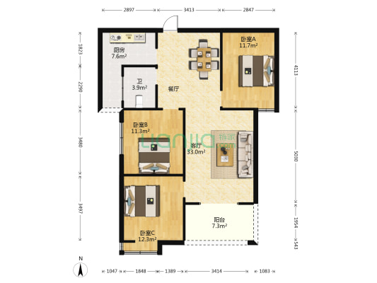 寿昌花园 3室1厅1卫 105平方