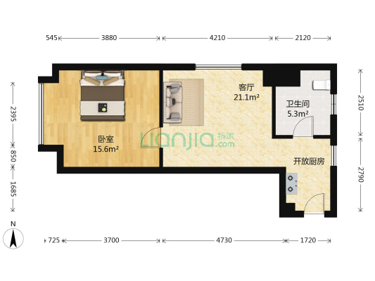 正商创富欣城 1室1厅 东北