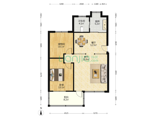 江西省烟草专卖局宿舍 1室2厅1卫 91平方