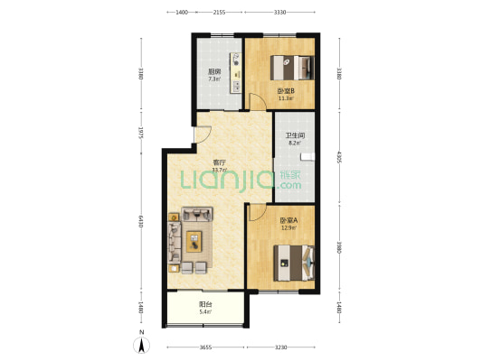 万安新村 2室1厅1卫 94平方