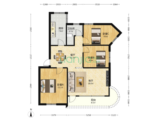南华小区东苑 3室2厅1卫 95平方