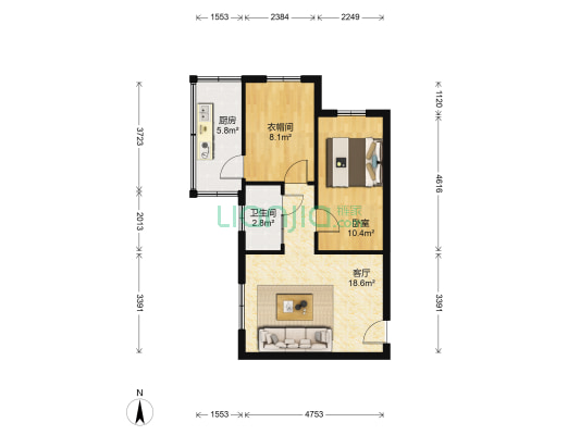 文化南街 1室1厅1卫 56平方