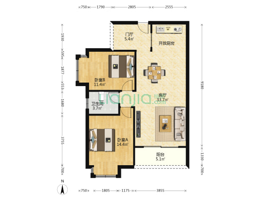万象•芭堤雅 2室1厅1卫 85平方