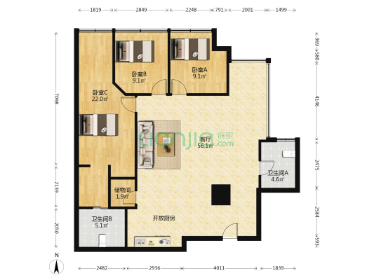 之俊大厦 3室1厅2卫 177平方