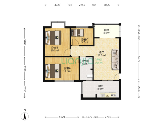 裕馨苑 3室1厅1卫 77平方