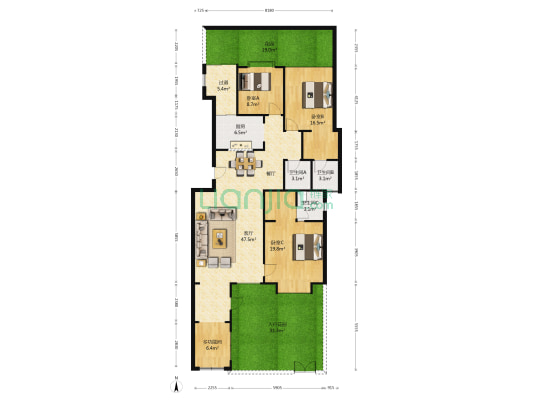 城市山 4室1厅3卫 119平方
