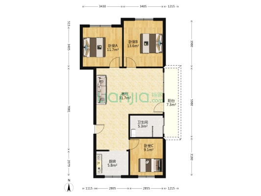 新环小区 3室1厅1卫 100平方