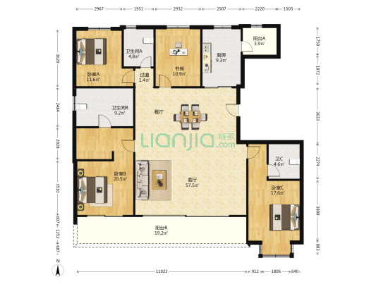 江上印 4室1厅3卫 212平方