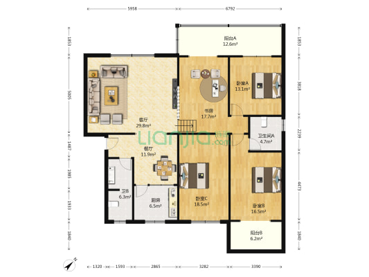 农发局宿舍 4室2厅2卫 158平方