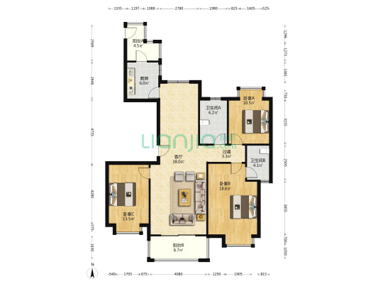 赣铁九龙府瑞园 3室1厅2卫 142平方