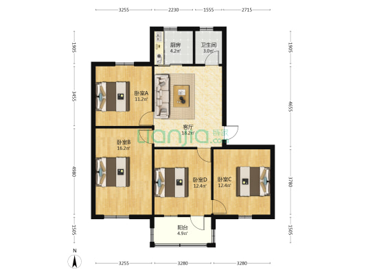 集贤南路242 4室1厅1卫 92平方