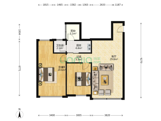 德兴花园 2室1厅1卫 110平方
