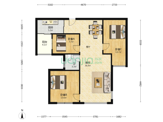 万星城 3室1厅1卫 101平方