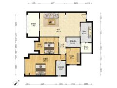 鸳鸯次新下去，双轻轨精装三房，居家自住看中庭-重庆美利山公园城市户型图