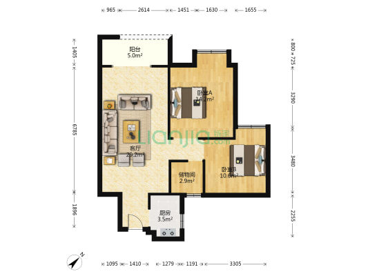 绿景国际 2室1厅0卫 76平方