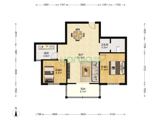 长缨一号 2室1厅1卫 83平方