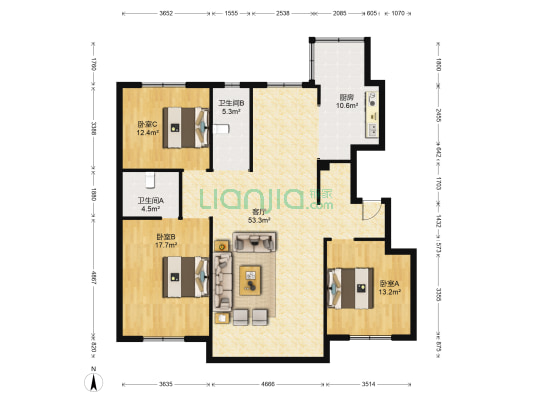 观塘C区 3室1厅2卫 160平方