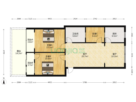 带湖路邮政宿舍 3室2厅1卫 74平方