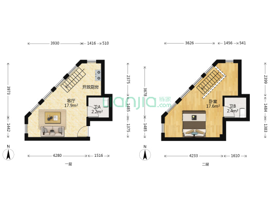 天津科技金融大厦 1室1厅2卫 37平方