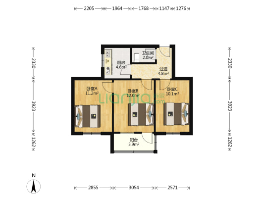 姜沟路 3室0厅1卫 59平方
