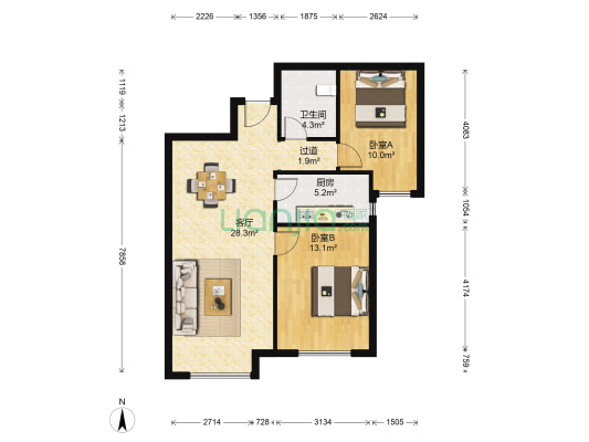 剑桥郡五期 2室1厅1卫 83平方