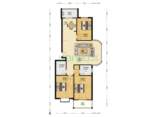 金典花园 3室2厅2卫 136平方