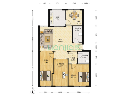 新潮二号小区 3室2厅2卫 112平方
