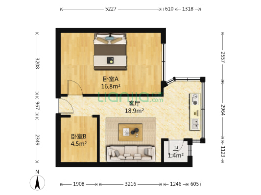 桃源街123号 2室1厅1卫 40平方