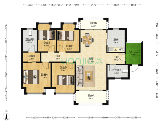 金色半山 4室1厅2卫 124平方