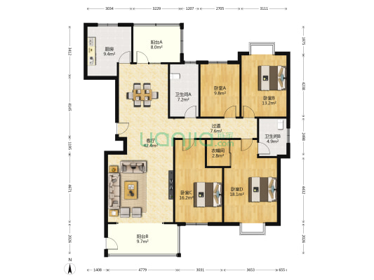 和馨佳园 4室1厅2卫 181平方