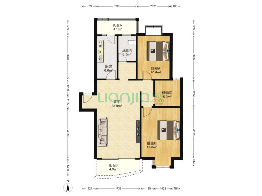 昆山花园 2室1厅1卫 99平方